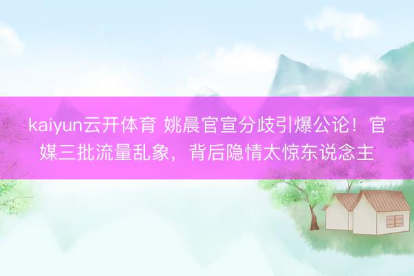 kaiyun云开体育 姚晨官宣分歧引爆公论！官媒三批流量乱象，背后隐情太惊东说念主