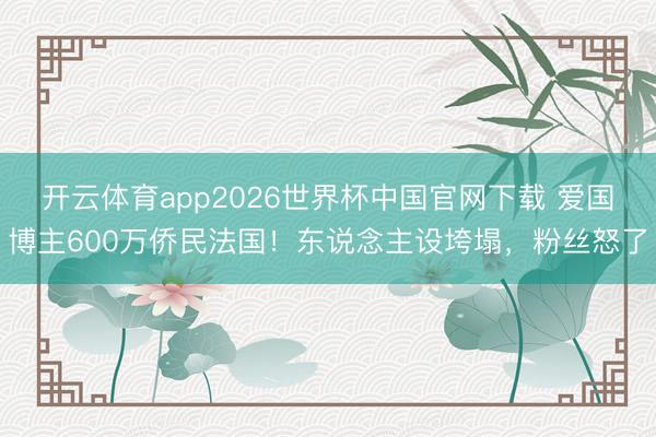 开云体育app2026世界杯中国官网下载 爱国博主600万侨民法国！东说念主设垮塌，粉丝怒了