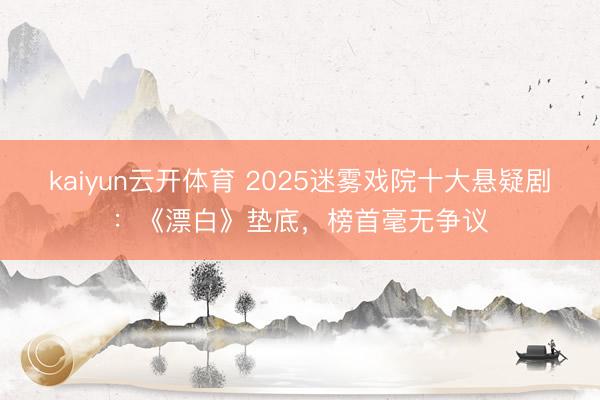 kaiyun云开体育 2025迷雾戏院十大悬疑剧：《漂白》垫底，榜首毫无争议