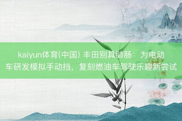 kaiyun体育(中国) 丰田别具肺肠：为电动车研发模拟手动挡，复刻燃油车驾驶乐趣新尝试