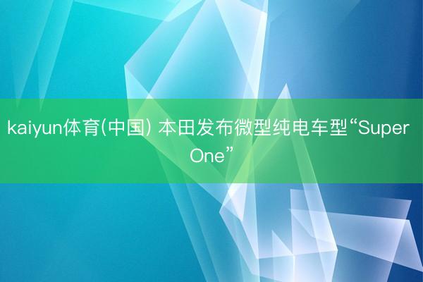 kaiyun体育(中国) 本田发布微型纯电车型“Super One”