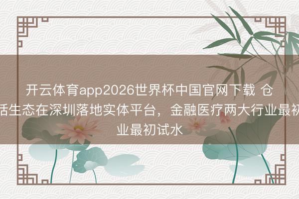 开云体育app2026世界杯中国官网下载 仓颉讲话生态在深圳落地实体平台，金融医疗两大行业最初试水