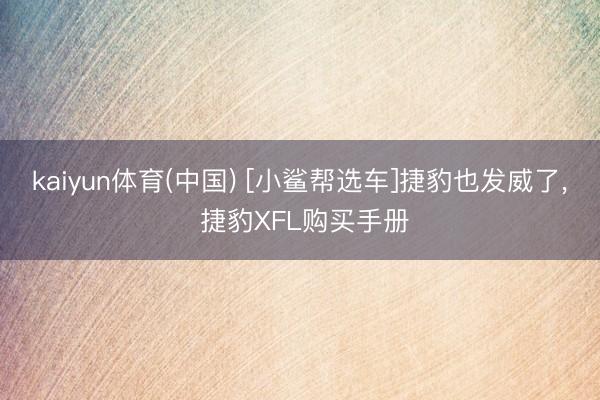 kaiyun体育(中国) [小鲨帮选车]捷豹也发威了， 捷豹XFL购买手册